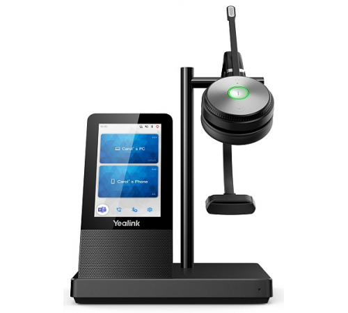 Гарнитура беспроводная YEALINK WH66 Mono UC, HD звук, 160м DECT, шумоподавление, дисплей 4'', USB-хаб, Bluetooth, черный