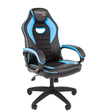 Кресло компьютерное Chairman game 16, экопремиум, черный/голубой
