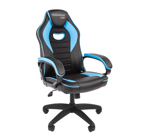Кресло компьютерное Chairman game 16, экопремиум, черный/голубой