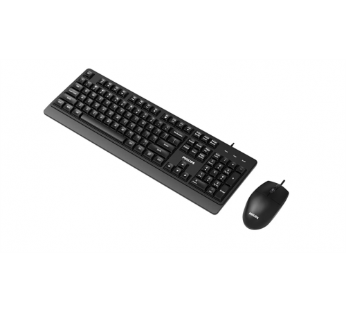 Комплект (клавиатура/мышь) проводной Philips SPT6247, USB 2.0, 104 клав/3 кнопки, 1200 dpi, русская заводская раскладка, чёрный