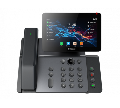 SIP-Телефон Fanvil V66 Pro, 20 SIP-аккаунтов, 7", 1024x600 цветной экран, POE, БП в комплекте, 2x1 Gbps, Wi-Fi 6, BT 5.4, черный