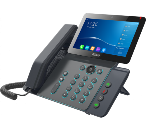 SIP-телефон Fanvil V67, 20 SIP-аккаунтов, 7" 1024x600 цветной экран, POE, БП в комплекте, 2x1 Gbps, Wi-Fi, BT 4.2, черный