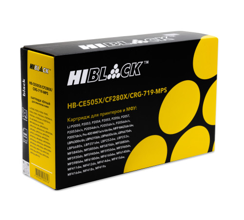 Картридж Hi-Black (HB-CE505X/CF280X/CRG-719-MPS) для HP LJ P2055/P2050/M401/M425/Can 719, (10000 стр.)