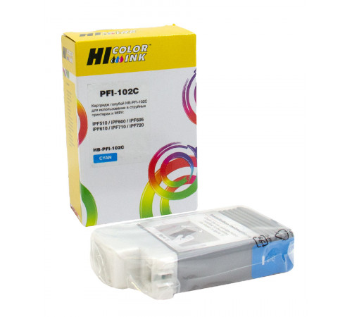 Картридж Hi-Black (HB-PFI-102C) для Canon IPF-510/600/710, голубой