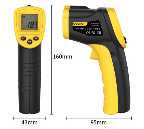 Инфракрасный пирометр (термометр) Deli DL333380
