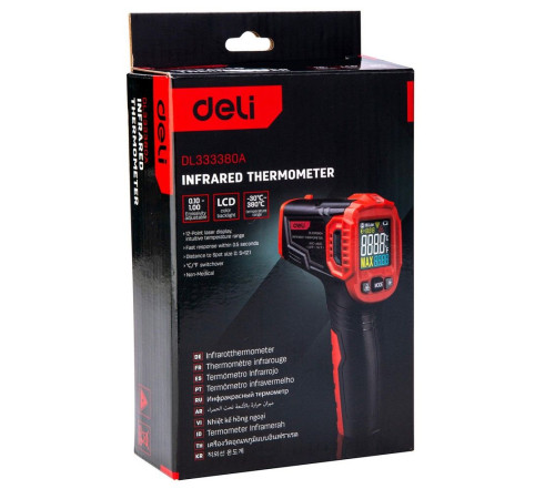 Инфракрасный пирометр (термометр) с цветным дисплеем Deli DL333380A