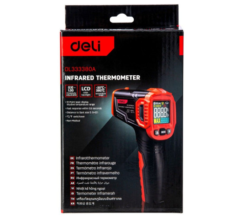 Инфракрасный пирометр (термометр) с цветным дисплеем Deli DL333380A