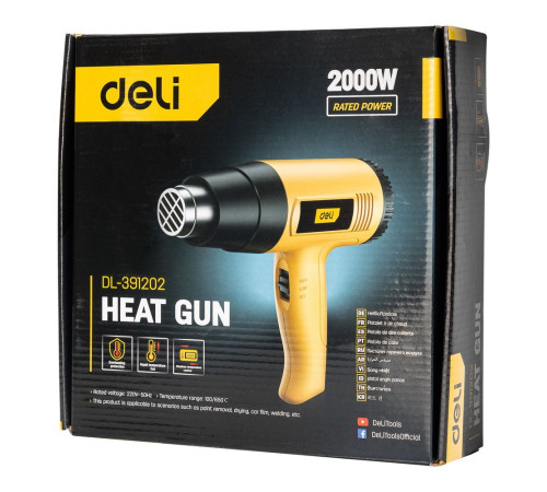 Фен технический Deli DL391202 (2000 Вт, рабочая температура 100-650 град.)