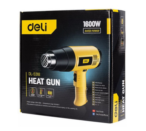 Фен технический Deli DL5318 (1600 Вт, рабочая температура 100-590 град.)