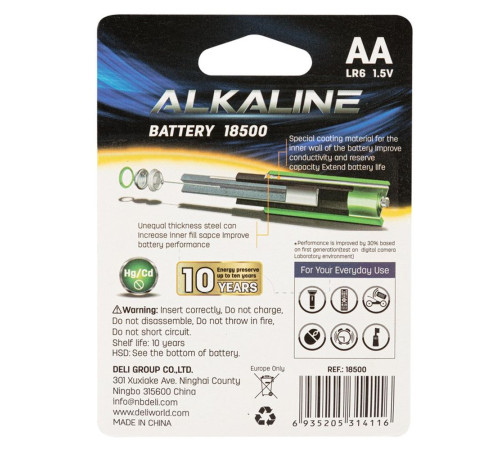 Элемент питания Deli AA LR6 2 (2 шт./уп.)