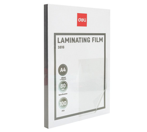 Плёнка для ламинирования Deli E3816, A4, 80 мкм