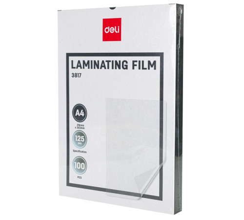 Плёнка для ламинирования Deli E3817, A4, 125 мкм