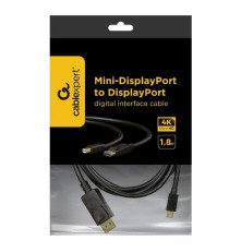 Кабель miniDP-DP Cablexpert CCP-mDP2-6, 20M/20M, v.1.2, 4K, 1.8 м, черный, позол. разъемы