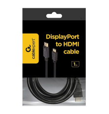 Кабель DisplayPort-HDMI Cablexpert CC-DP-HDMI-1M, 1 м, 20M/19M, черный, экран
