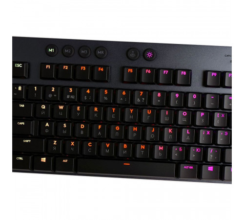 Клавиатура беспроводная игровая Logitech G815, механическая (GL Linear), тонкая, 119 клавиш (16 дополнительных), 5 G-клавиш, RGB-подсветка, USB, 1.8 м, черный