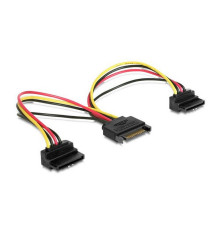 Кабель питания SATA Cablexpert, 15pin (M)/2x15pin(F) на 2 SATA устр, угл. разъем, 0.15 м