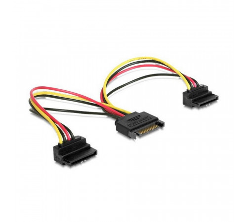Кабель питания SATA Cablexpert, 15pin (M)/2x15pin(F) на 2 SATA устр, угл. разъем, 0.15 м
