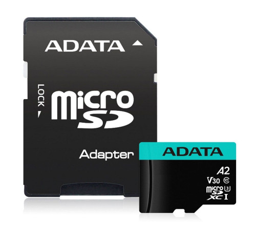 Карта памяти microSDXC 128GB ADATA AUSDX128GUI3V30SA2-RA1 UHS-I U3 Class 10/V30S/A2, с адаптером