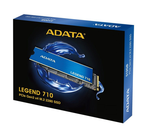 Твердотельный накопитель ADATA LEGEND 710, 1TB, M.2(22x80mm), NVMe 1.4, PCIe 3.0 x4, 3D NAND, R/W 2400/1800MB/s, IOPs 180 000/150 000, TBW 260, DWPD 0.23, with Heat Sink