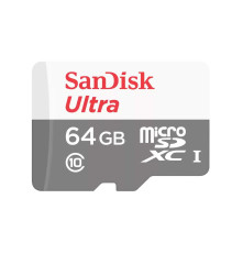 Карта памяти microSDXC 64GB SanDisk Ultra SDSQUNR-064G-GN3MN Class 10 UHS-I, без адаптера