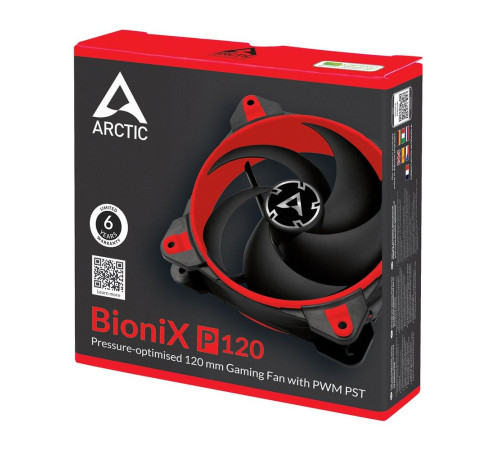 Вентилятор для корпуса Arctic Cooling BioniX P120, красный/черный