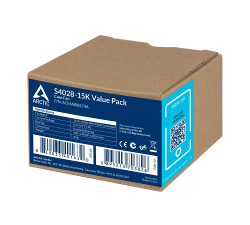 Вентилятор для корпуса Arctic Cooling S4028-15K, черный (комплект 5 шт.)