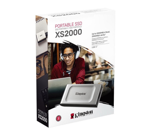 Внешний накопитель SSD 4TB Kingston XS2000, USB 3.2, серебристый