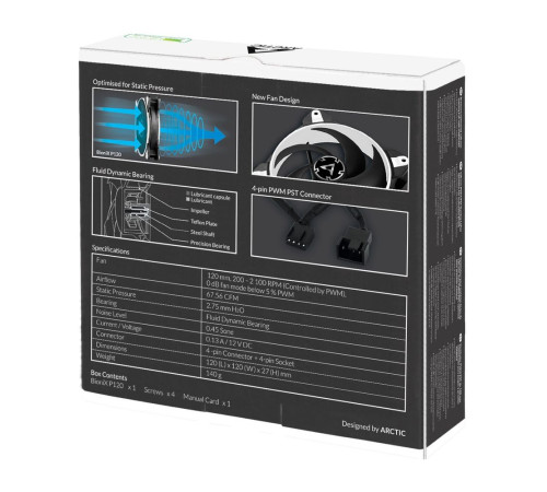 Вентилятор для корпуса Arctic Cooling ARCTIC BioniX P120, белый