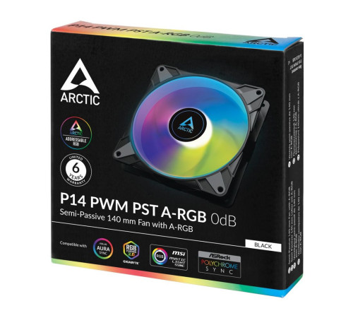 Вентилятор для корпуса Arctic Cooling ARCTIC P14 PWM PST A-RGB, черный/белый