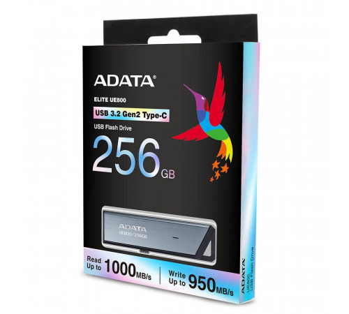 USB накопитель ADATA Elite UE800 AELI-UE800-256G-CSG USB 3.2 256GB Gen2, USB Type-C, Black, Retail