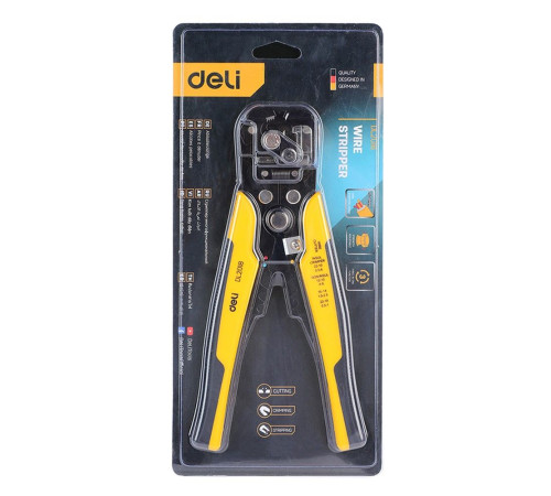 Инструмент обжимной (стриппер) Deli DL2018 многофункциональный для зачистки проводов 3-в-1, 175мм, диапазон зачистки 0,6-2,6 мм