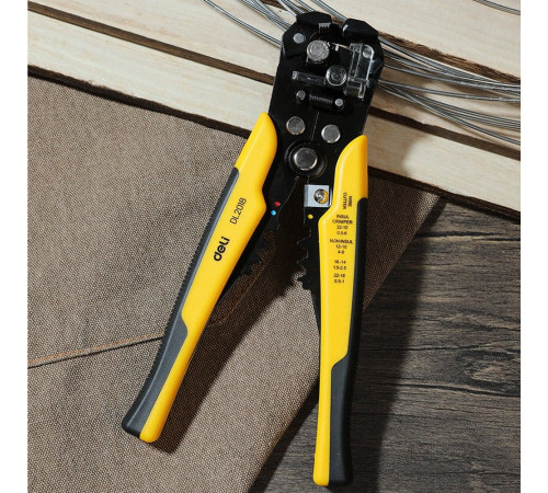 Инструмент обжимной (стриппер) Deli DL2018 многофункциональный для зачистки проводов 3-в-1, 175мм, диапазон зачистки 0,6-2,6 мм