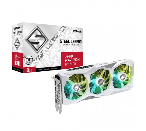 Видеокарта ASRock RX7600 STEEL LEGEND OC 8GB, GDDR6/128-bit