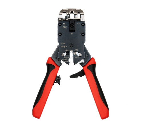 Инструмент обжимной профессиональный Hyperline HT-3008AR с храповым механизмом для RJ-11 (4P4C),RJ-12(6P6C),RJ-45(8P8C),4P4C,4P2C