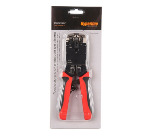 Инструмент обжимной профессиональный Hyperline HT-3008AR с храповым механизмом для RJ-11 (4P4C),RJ-12(6P6C),RJ-45(8P8C),4P4C,4P2C