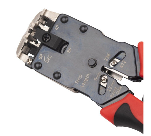 Инструмент обжимной профессиональный Hyperline HT-3008AR с храповым механизмом для RJ-11 (4P4C),RJ-12(6P6C),RJ-45(8P8C),4P4C,4P2C