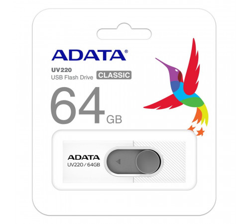 USB накопитель ADATA 64GB USB2.0 AUV220-64G-RWHGY White/Grey