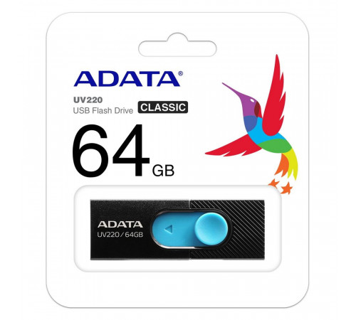 USB накопитель ADATA 64GB USB2.0 AUV220-64G-RBKBL Black/blue