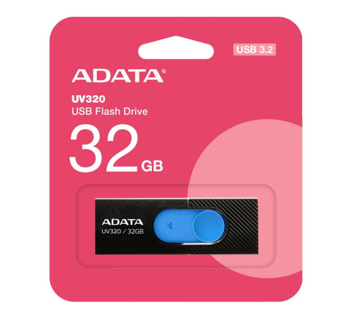 USB накопитель 32GB ADATA UV320 USB 3.2 Gen1, черный/синий