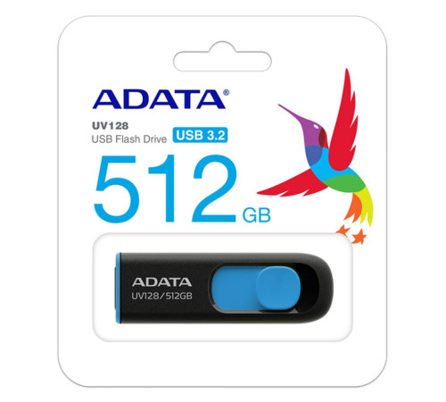 USB накопитель 512GB ADATA UV128 USB 3.2 Gen1, черный/синий