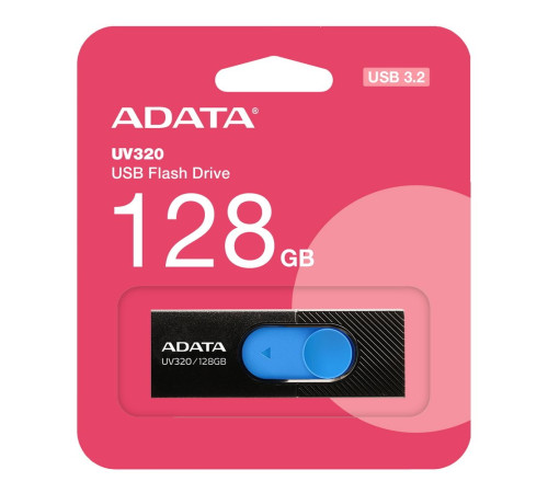 USB накопитель 128GB ADATA UV320 USB 3.2 Gen1, черный/синийй