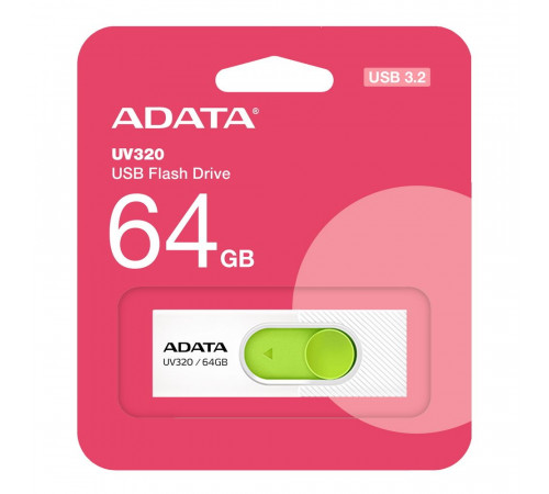 USB накопитель ADATA 64GB USB 3.2 Gen1 AUV320-64G-RWHGN White/Green