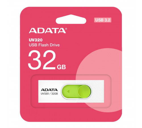 USB накопитель ADATA 32GB USB 3.2 Gen1 AUV320-32G-RWHGN White/Green