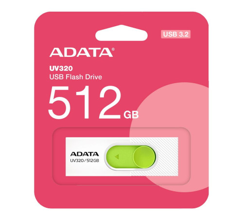 USB накопитель 512GB ADATA UV320 USB 3.2 Gen1, белый/зеленый