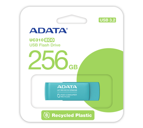 USB накопитель 256GB ADATA UC310E USB 3.2 Gen1, зеленый