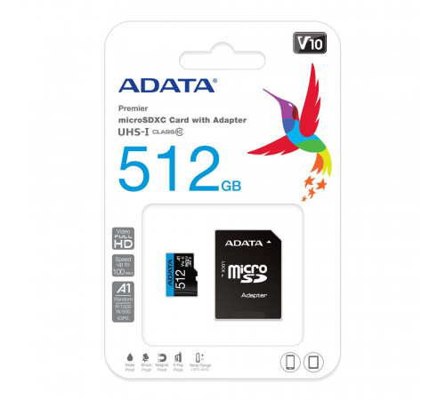 Карта памяти ADATA 512GB Premier microSDXC UHS-I Class 1