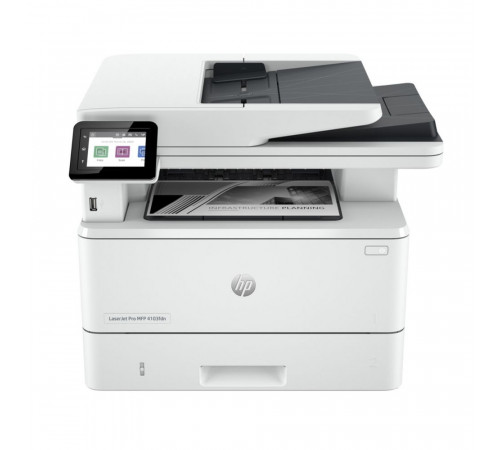 МФУ HP LaserJet Pro 4103fdw, А4, лазерное, черно-белое, 40стр/мин, 1200dpi, 1200МГц, 512Мб, 50АПД, 100+250, WiFi/Bluetooth/USB/Ethernet, 3050стр/картридж, (2Z629A)