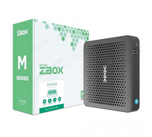 Платформа мини ПК ZOTAC ZBOX MI668, Intel i7-1360P/2x DDR5-5200/4800 SODIMM, M.2 SSD SLOT/2x GLAN/WIFI/BT/USBDRV/DP/HDMI/EU+UK PLUG/черный