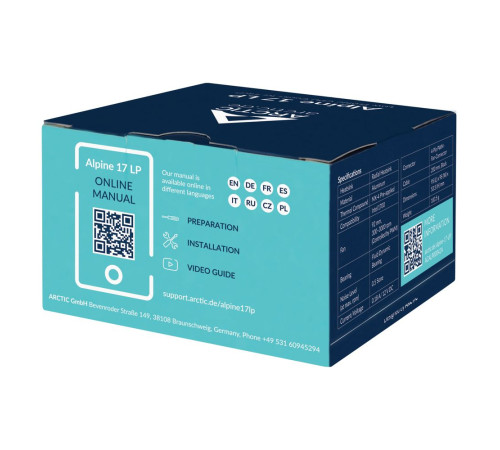 Вентилятор Arctic Cooling Alpine 17LP, черный/белый