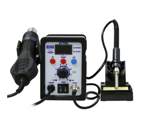 Термовоздушная паяльная станция Atten AT-8586  230В(750Вт) + 230В(50Вт), температура 100-500°C
